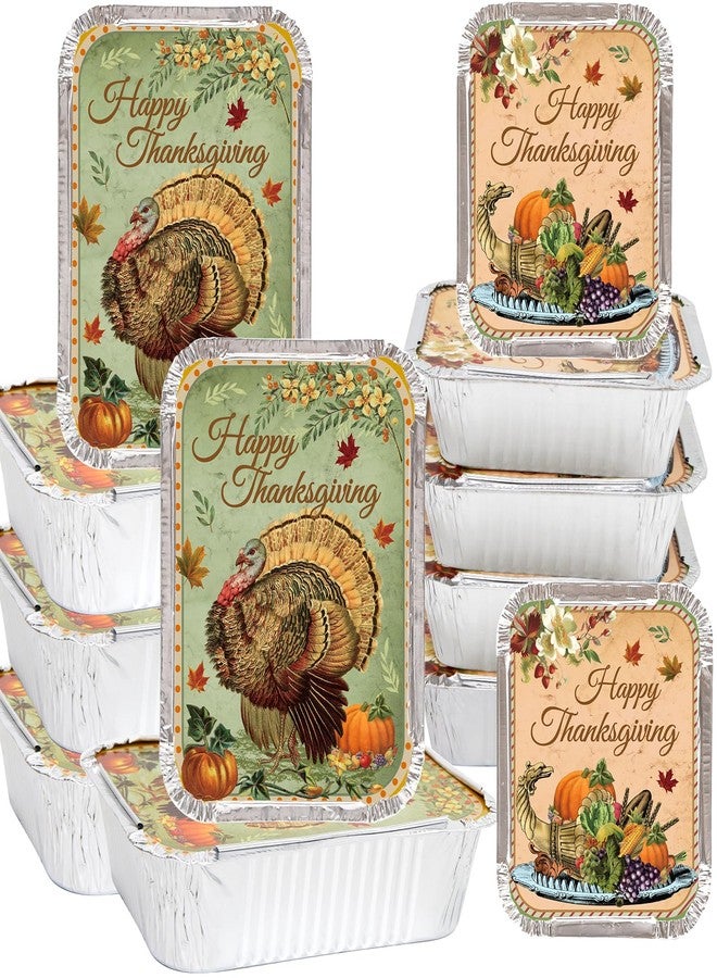 WorldBazaar Rustic Thanksgiving To Go Containers 24PCS Thanksgiving Aluminum Leftover Containers with Lids Fall Turkey Foil Pans Food Sacks Storage Harvest Party Supplies - Image 1